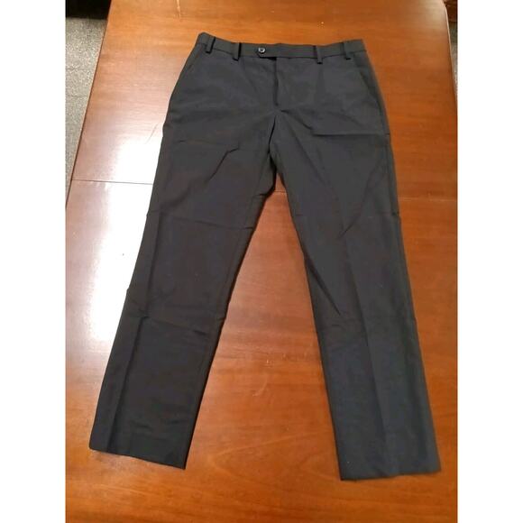 Suit Shop Slim Fit Black Pants Polyester Blend Stretch 33R - Picture 1 of 3